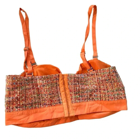 Ark & Co tweed crop top, bra top orange and white, pit to pit 17" - Picture 2 of 3
